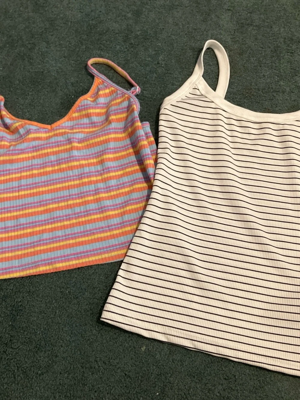 SHEIN Striped Ribbed Camisole Tank Tops - Multicolor & Cream
